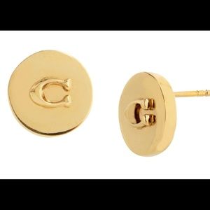 COACH Signature C Disc Stud Earrings